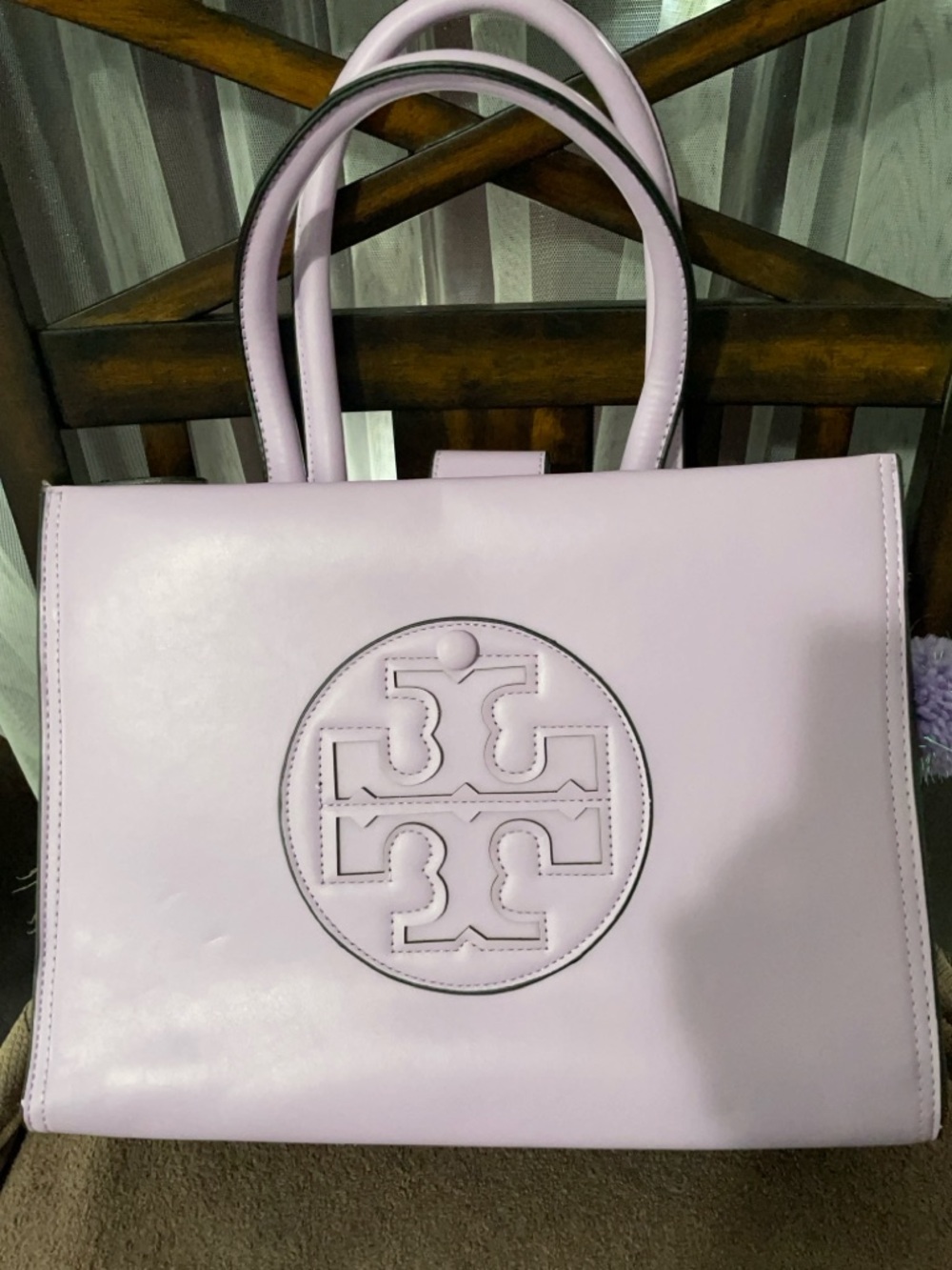 Tory Burch Purple Leather Top-Handle Satchel with Detachable Strap - Picture 7 of 7
